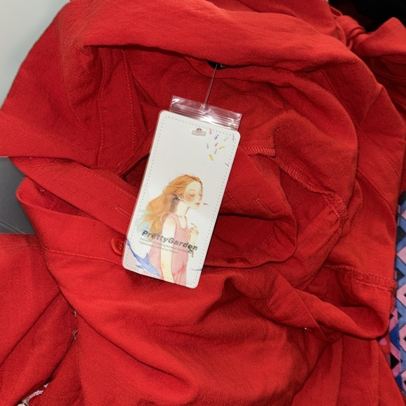 ♥️PRETTYGARDEN Womens Summer Button Down Shirt Dress Short Puffy Sleeve red - Picture 6 of 7